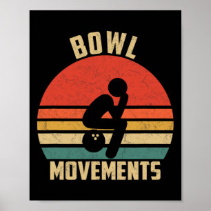 Grappige Bowling  Retro Bowl Bewegingen Bowlers Poster