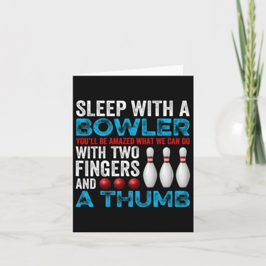 Grappige bowling slaap met een bowler pun  sport kaart (Voorkant)