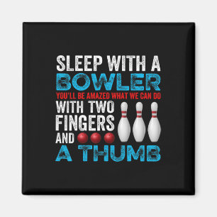 Grappige bowling slaap met een bowler pun sport magneet