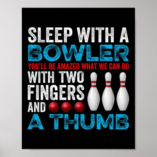 Grappige bowling slaap met een bowler pun sport poster (Voorkant)