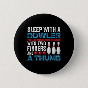 Grappige bowling slaap met een bowler pun sport ronde button 5,7 cm