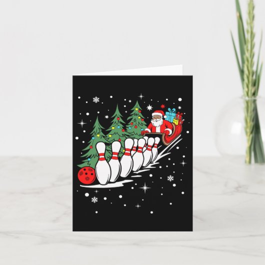 Grappige Bowling Speler Xmas Lights Santa Bowling  Kaart (Voorkant)