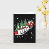 Grappige Bowling Speler Xmas Lights Santa Bowling  Kaart (Gele Bloem)