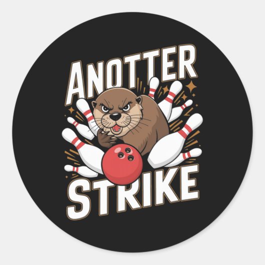 Grappige Bowling Strike Pun - Nog een Strike Otter Ronde Sticker (Voorkant)