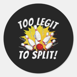 Grappige bowling teamnaam woordspeling te legitiem ronde sticker