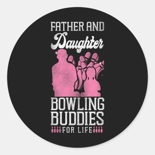 Grappige bowling vader dochter vader en dochter bo ronde sticker (Voorkant)