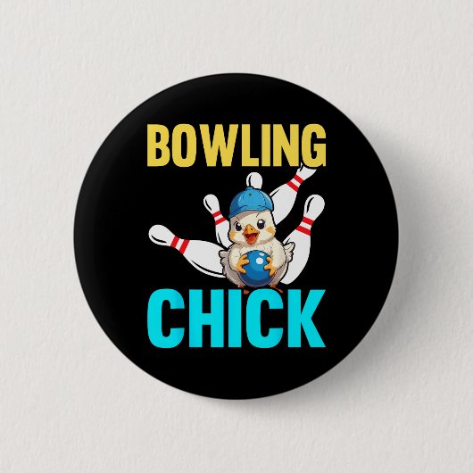 Grappige Bowling Vrouwen Schattige Bowling Meisje  Ronde Button 5,7 Cm (Voorkant)