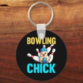 Grappige Bowling Vrouwen Schattige Bowling Meisje Sleutelhanger (Voorkant)
