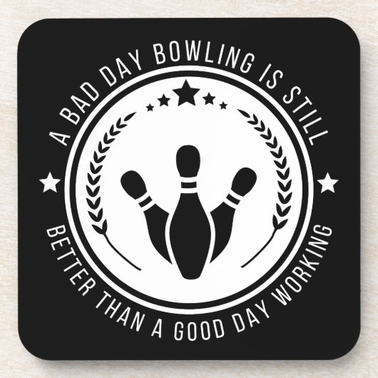 Grappige Bowling Werk Citaat Bier Onderzetter (Voorkant)