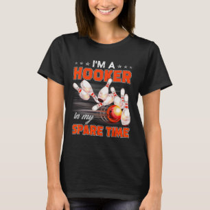 Grappige bowling woordspeling ik ben een in mijn v t-shirt