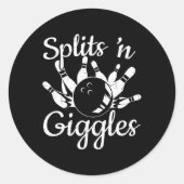 Grappige bowlinggeschenken - Splits N Giggles Ronde Sticker (Voorkant)