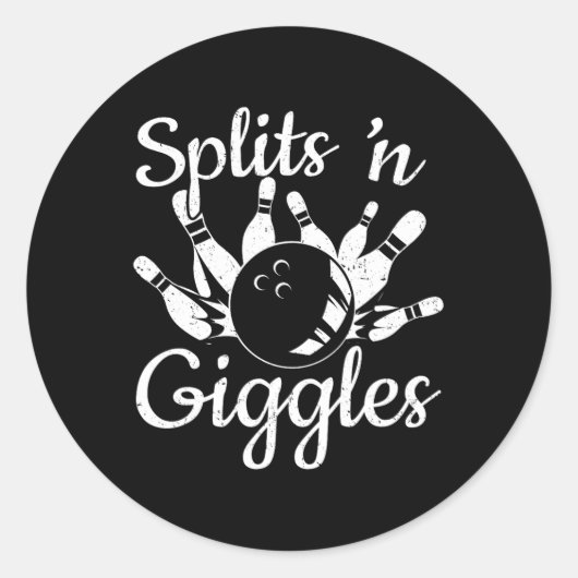 Grappige bowlinggeschenken - Splits N Giggles Ronde Sticker (Voorkant)