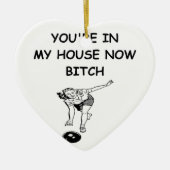 grappige bowlinggrap keramisch ornament (Voorkant)