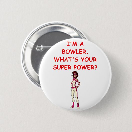 grappige bowlinggrap ronde button 5,7 cm (Voorkant /achterkant)