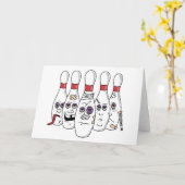 Grappige bowlingkaart kaart (Gele Bloem)
