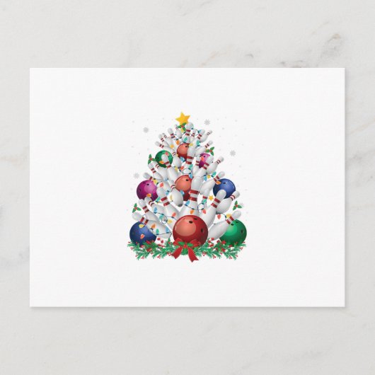 grappige bowlingkerstboom light xmas sport liefde feestdagenkaart (Voorkant)