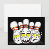 Grappige bowlingspelden, sport briefkaart (Voorkant / Achterkant)