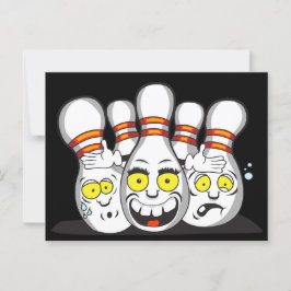 Grappige bowlingspelden, sport briefkaart
