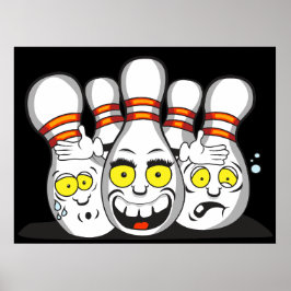 Grappige bowlingspelden, sport poster