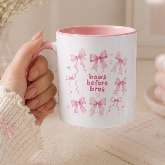 Grappige Bows Before Bros Cute Roze Coquette Cadea Mok