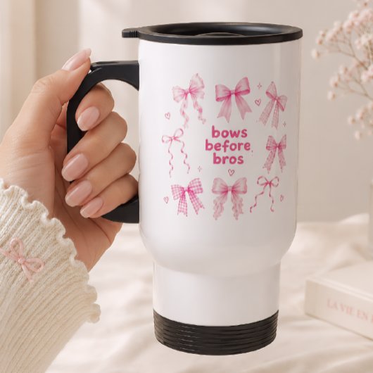 Grappige Bows Before Bros Roze Coquette Cadeau Reisbeker