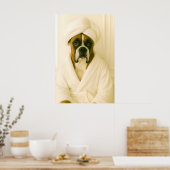 Grappige Boxer Badkamer Print, Boxer In Badjas Poster (Keuken)