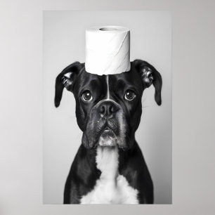 Grappige Boxer Hond Badkamer Print, Toilet Papier  Poster