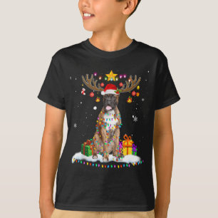Grappige Boxer Hond Kerstmis Rendier Kerstlicht T-shirt