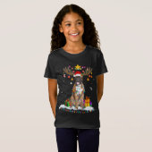 Grappige Boxer Hond Kerstmis Rendier Kerstlicht T-shirt (Voorkant volledig)