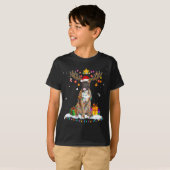 Grappige Boxer Hond Kerstmis Rendier Kerstlicht T-shirt (Voorkant volledig)