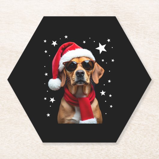 Grappige Boxer Hond Kerstverlichting Kerst Outfit  Kartonnen Onderzetters (Voorkant)