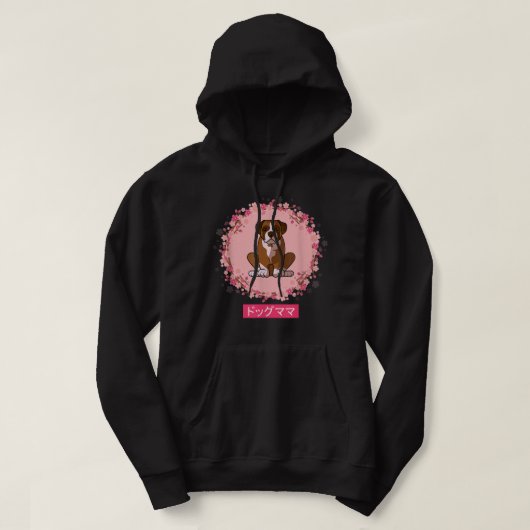 Grappige Boxer Hond Mam Sakura Cherry Blossom Hoodie (Design voorkant)