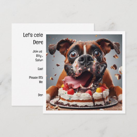 Grappige Boxer kaart, Boxer Verjaardag uitnodiging (Voorkant / Achterkant)