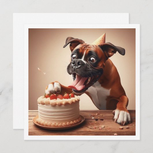 Grappige Boxer kaart, Boxer Verjaardag uitnodiging (Voorkant / Achterkant)
