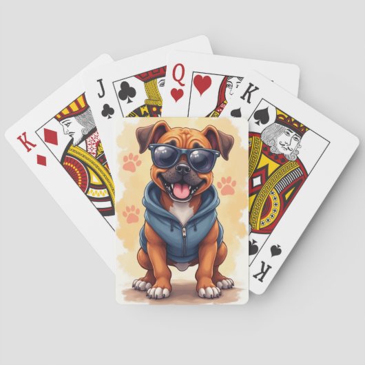 Grappige Boxer Kawaii Hond Pokerkaarten (Achterkant)