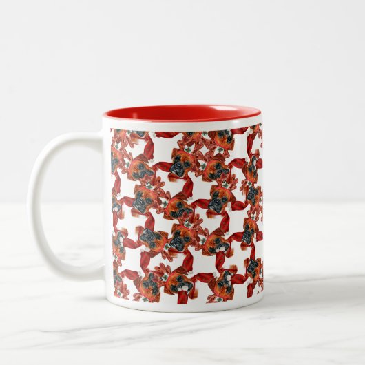 Grappige Boxer Kerstpatroon Tweekleurige Koffiemok (Links)