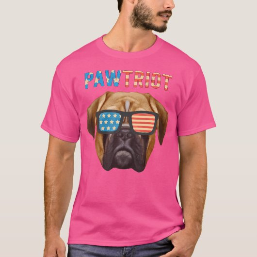 Grappige Boxer Pawtriot Shirt voor Mannen Vrouwen  (Voorkant)