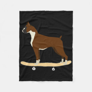 Grappige Boxer Skateboardende Puppy Hond Cadeau Ma Fleece Deken