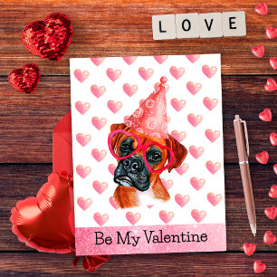 Grappige Boxer Wees Mijn Valentijn Hond Valentijns Feestdagenkaart