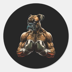 Grappige Boxing Boxer Dog Gifts voor Mannen Jongen Ronde Sticker