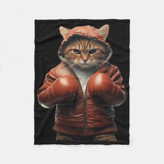 Grappige Boxing Cat met Boxing Handschoenen voor M Fleece Deken (Voorkant)