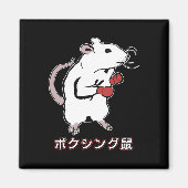 Grappige Boxing Mouse Japans Magneet (Voorkant)