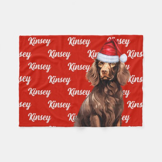 Grappige Boykin Spaniel Hond Naam Patroon Kerstmis Fleece Deken (Voorkant (Horizontaal))