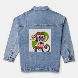 Grappige boze aap denim jacket