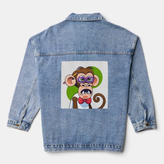 Grappige boze aap denim jacket (Achterkant)