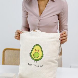 grappige boze avocado, 'Raak me niet aan!' Tote Bag