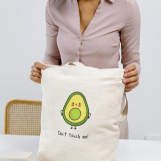 grappige boze avocado, 'Raak me niet aan!' Tote Bag