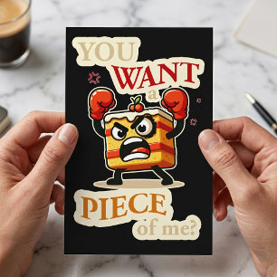 Grappige Boze Cake Snee Bereid om te Vechten Carto Briefkaart