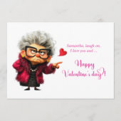 Grappige Boze Dame Heet Roze Stemming Valentijnsda Feestdagenkaart (Voorkant)