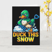 Grappige Boze Eend Winter Zeggen Sneeuw Scheppen S Kaart (Gele Bloem)